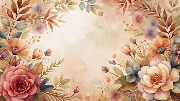 Flower frame watercolor background