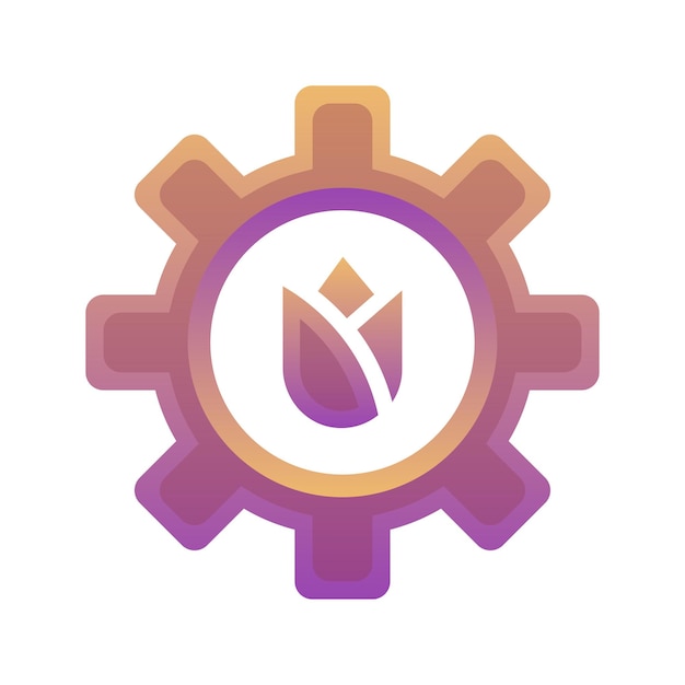 Flower gear gradient logo design template icon