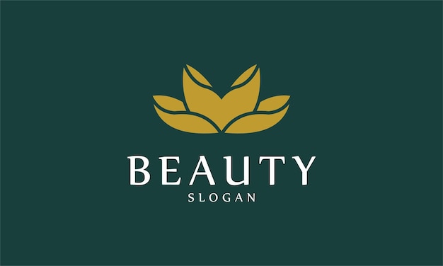 Flower gold logo vector elegant design spa massage beauty salon nature floral lotus elegance wedding symbol trendy hotel business expensive icon