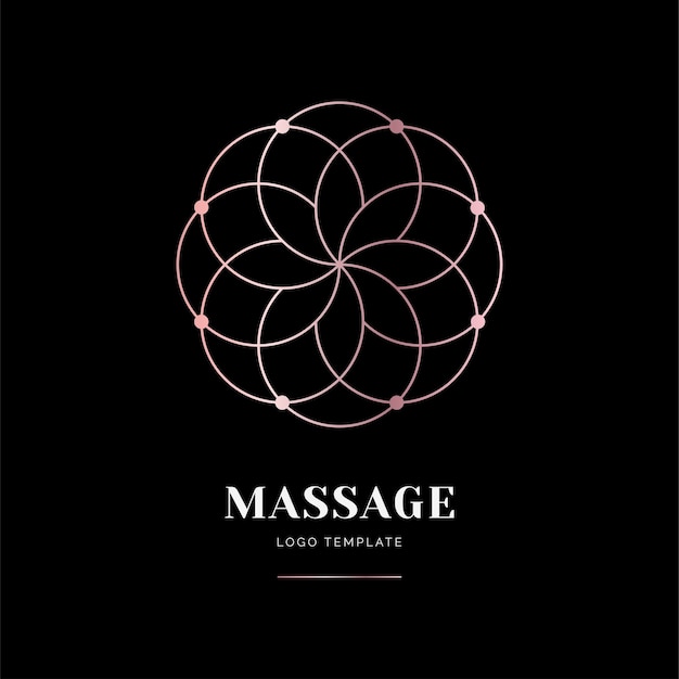 Flower gold lotus logo luxury vector design. massage and spa logo on black background