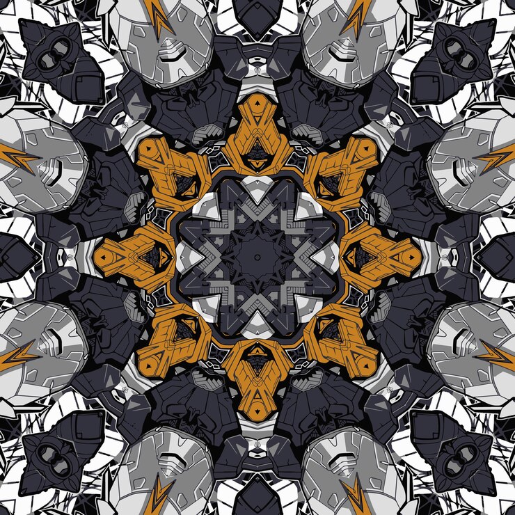 Vector flower gradation kaleidoscope mandala pattern wallpaper design