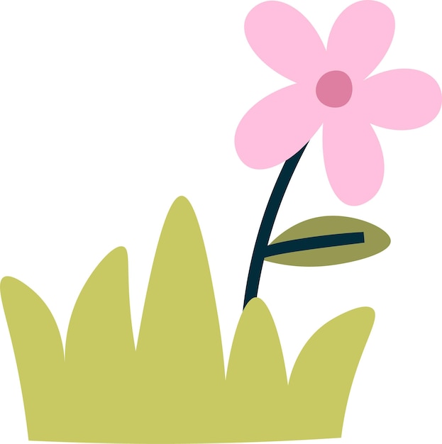 Vector flower and grass