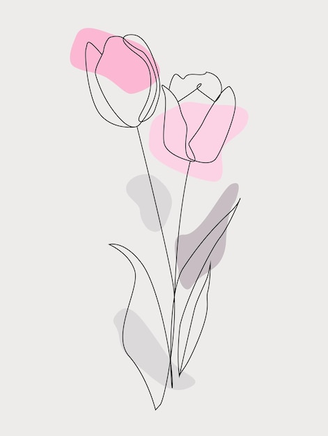 Flower Hand drawn one line art illustration vector drawing  Beautiful design