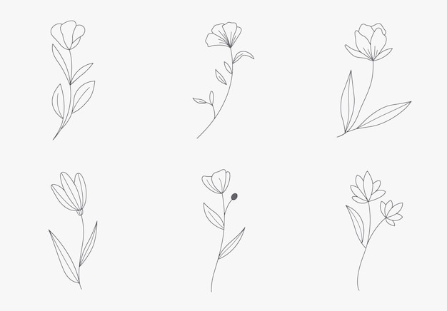 Vettore fiore in stile disegnato a mano. forma del fiore e fiore in bianco e nero.