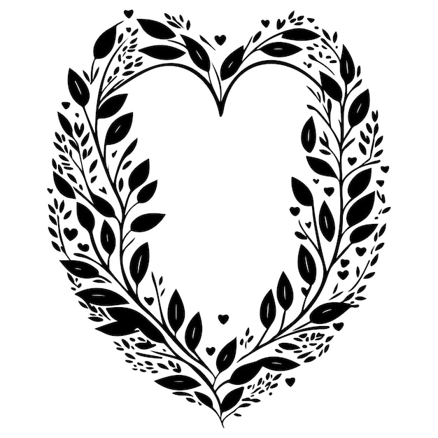 Vector flower heart floral valentine illustration sketch draw black