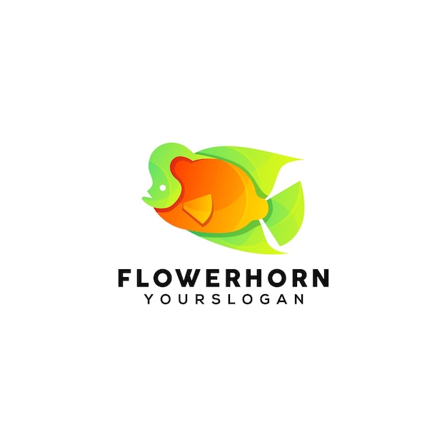 Flower horn colorful logo design template