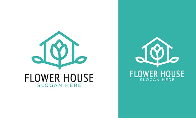 Flower house logo design with simple or minimal concept