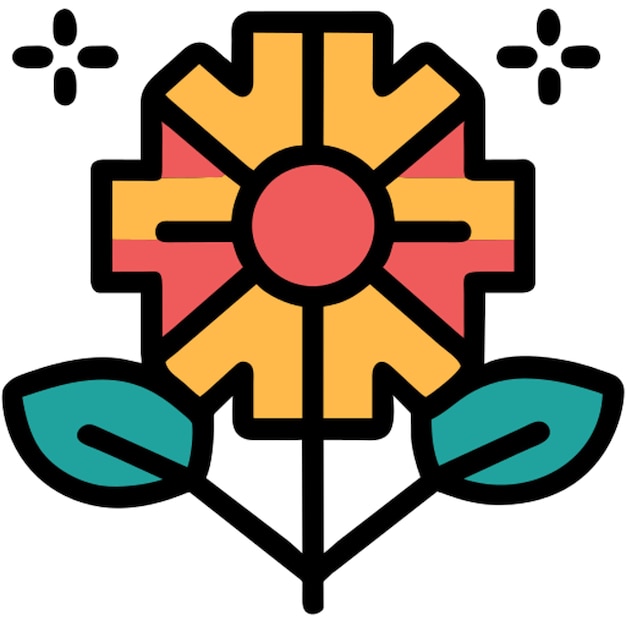 flower icon colored outline