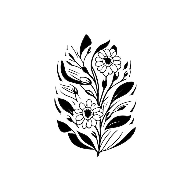 Flower Icon hand draw black colour agriculture logo vector element and symbol perfect