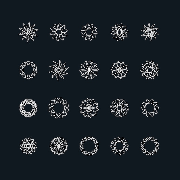 Flower icon set abstract line art  set