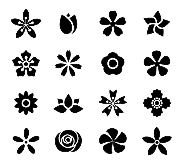 Vector flower icon set vector illustration outline
