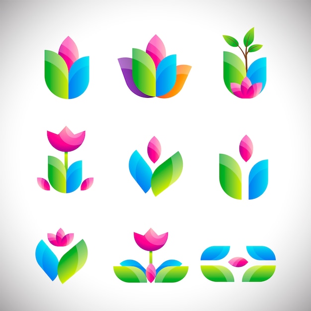 Vector flower icon set