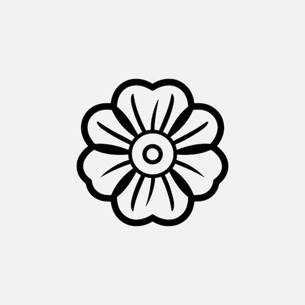 Flower icon vector logo black and white