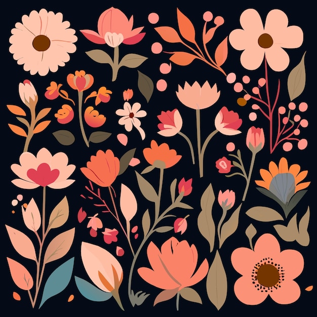 Flower Icons Artistic Vector Illustrations