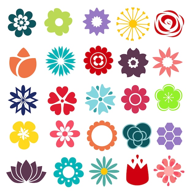 Vector flower icons set decorative floral symbols design element for wedding invitation valentines day cards wallpapers web site background