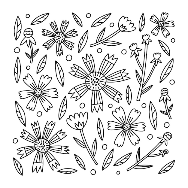 Vector flower illustration for adult or chilren coloring book