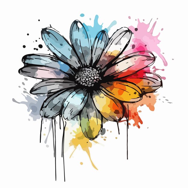 Vector flower illustration watercolor painting about flowers