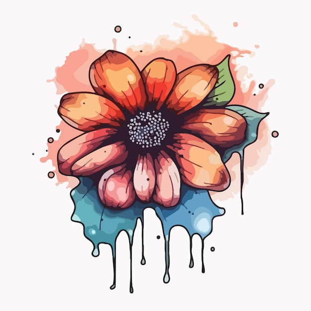 Vector flower illustration watercolor painting about flowers