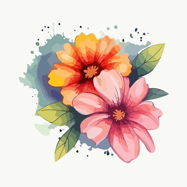 花のイラスト 花を描いた水彩画