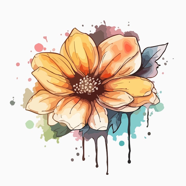 Flower illustration watercolor painting about flowers