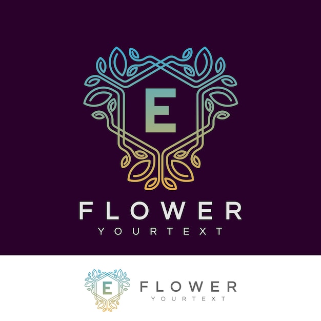 Flower initial letter e logo design