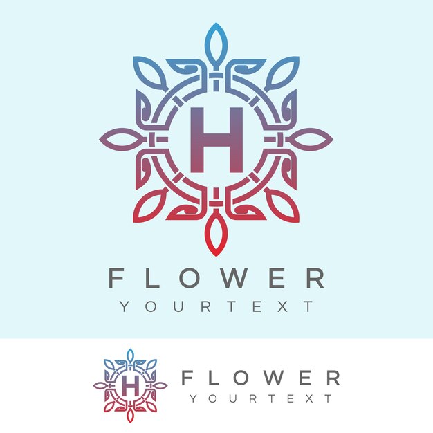 Flower initial letter h logo design