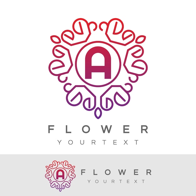 꽃 초기 문자 A 로고 디자인