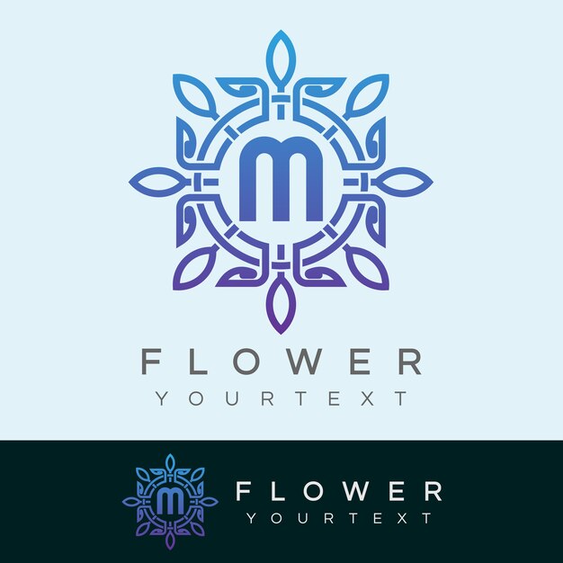 flower initial Letter M Logo design