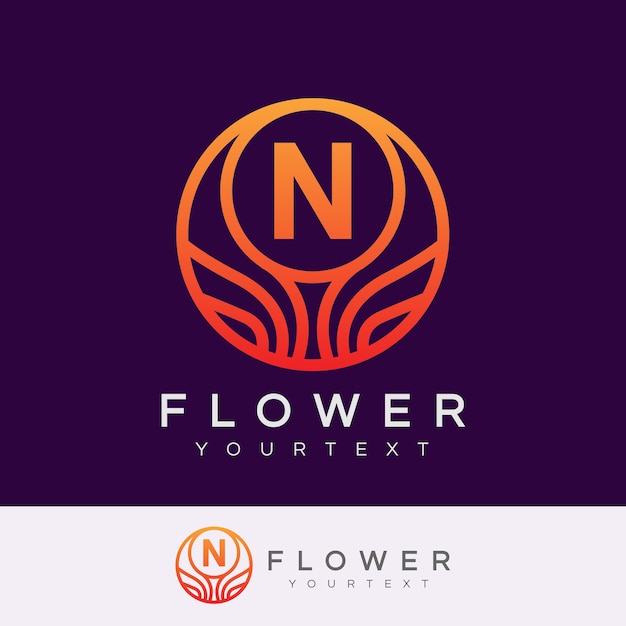 flower initial Letter N Logo design