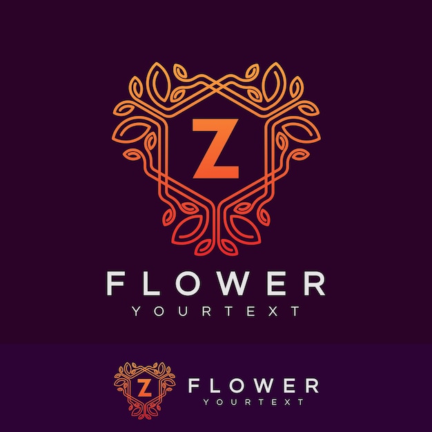 꽃 초기 문자 Z 로고 디자인