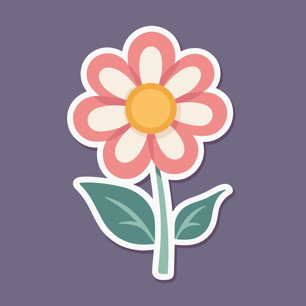 Vector flower isolated cartoon sticker