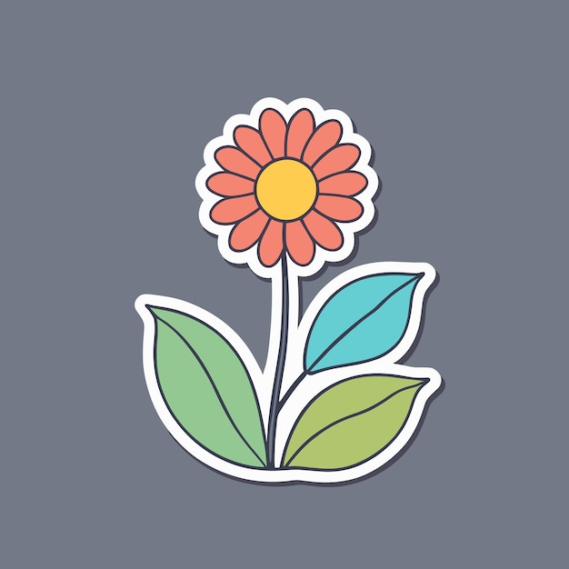 Flower isolated cartoon sticker