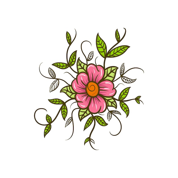 Vector flower leaf hand drawn illustration