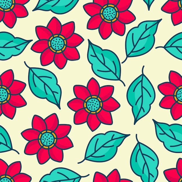 Vector flower and leaf patterns