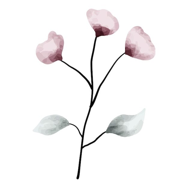 Vettore illustrazione dell'acquerello di fiori e foglie