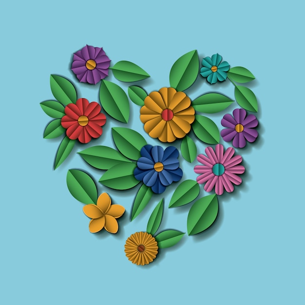 Vector flower and leafs floral decoration