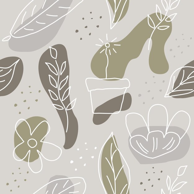 꽃과 잎 추상 패턴 디자인