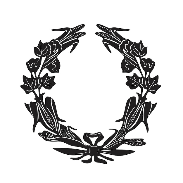 Vector flower and leaves logo frame handmade silhouette