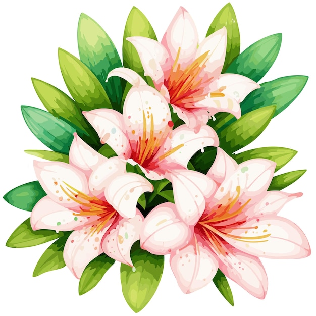 flower lily watercolor vector bouquet illustration