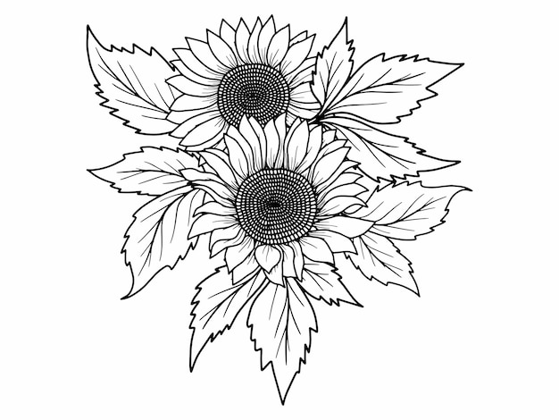 Flower Line Art Arrangement Illustratie