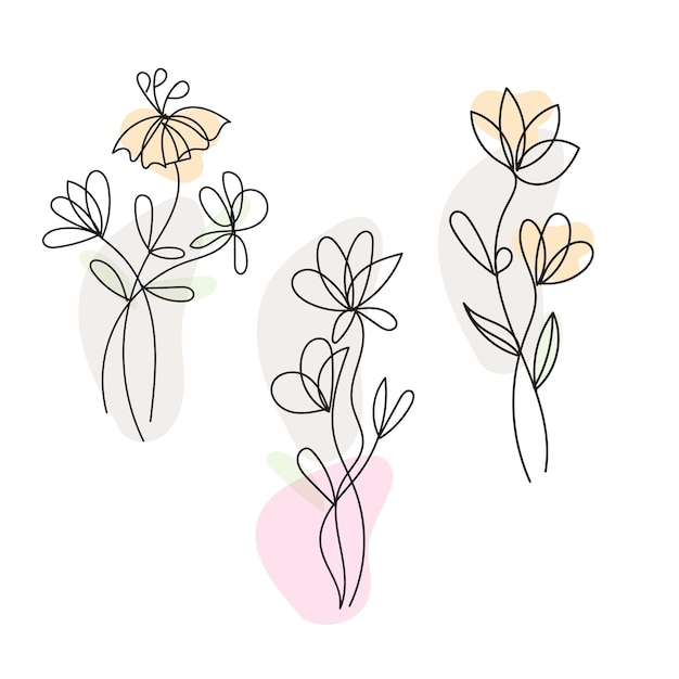 flower line art arrangement