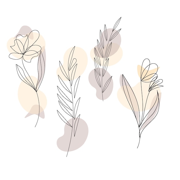 Vector flower line art arrangement