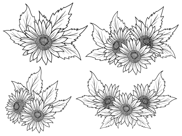 Flower line art arrangement