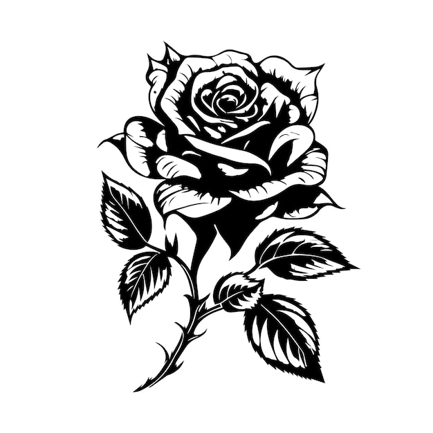 flower line art black and white hand drawn illustration