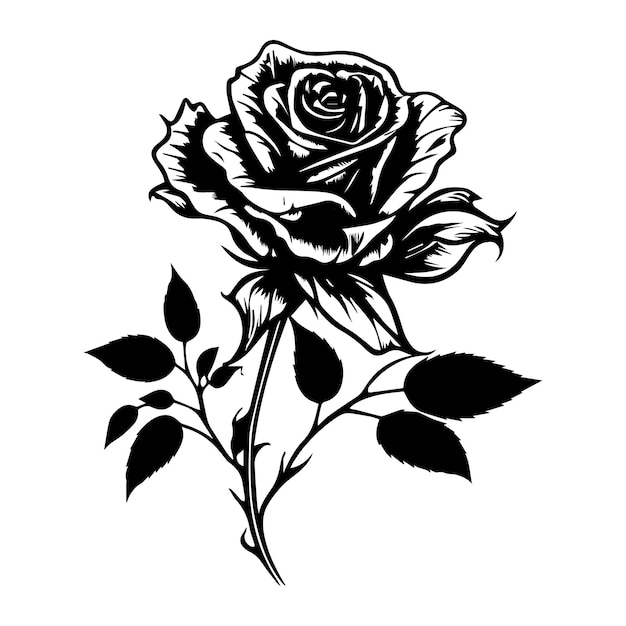 flower line art black and white hand drawn illustration