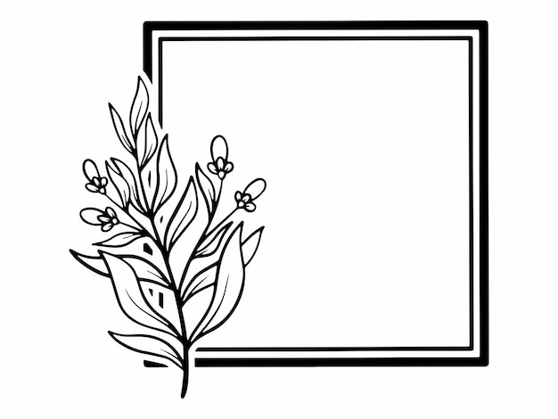 Vector flower line art black and white