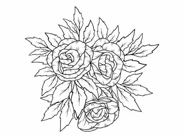 Flower Line Art Bouquet Arrangement