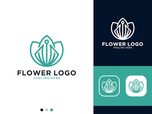 Design elegante del logo della linea di fiori