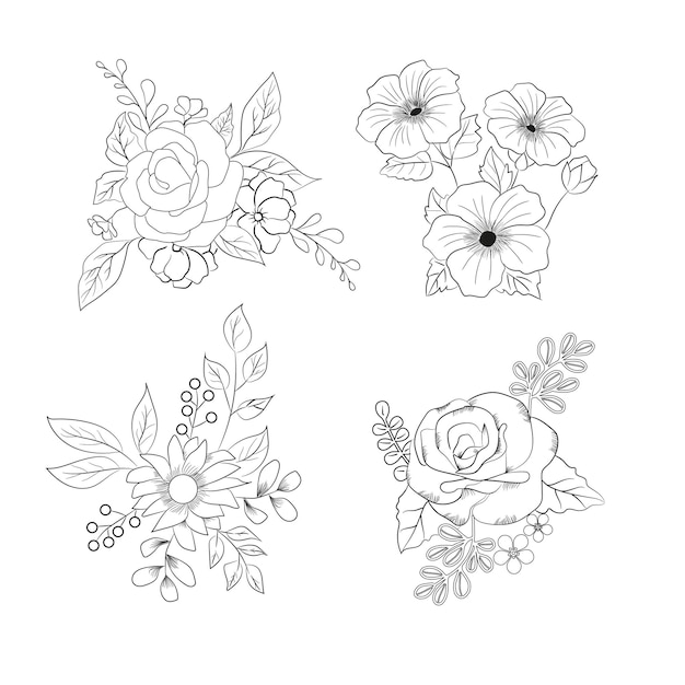 Flower line art flower clip art flower line art illustration