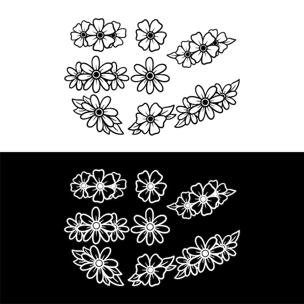 Flower Line Art Illustration Set